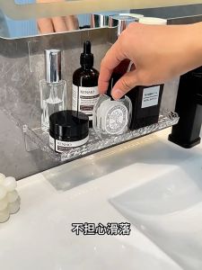 ชั้นวางของอะคริลิคแบบติดผนัง วางของใช้ส่วนตัว สบู่ ยาสระผม ครีมนวดผม แปรงสีฟัน ยาสีฟัน ชั้นวางของ