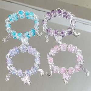 Butterfly Moon Star Crystal Gradient Bracelet Womens Fashion Jewelry Versatile Colorful Friend Bracelet Lightweight Luxury