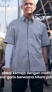 Kemeja Ganjar Stripe Salur Hitam Putih Lengan Pendek