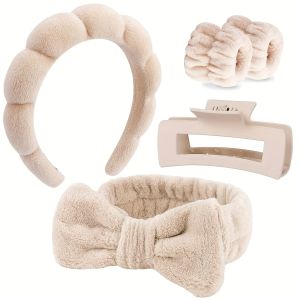5PCS Spa Headbands and Bracelets Including Hairpins Face Wash and Skincare Headbands Waterproof Makeup Headbands