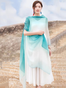 Spring Summer New Long Fashionable Chinese Style Shawl Sun Protection Multi-Purpose Dyed Scarf Lightweight for Travel Photography