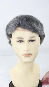 French Lace Front & PU Men Toupee Natural Hairline Male Hair Prosthesis Human Hair Replacement System Mens Wigs Hairpiece 1B50