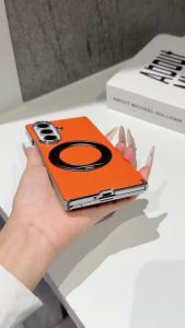 360 Rotatable Magnetic Stand Luxury Leather Phone Case for Samsung Z Fold 8 Ultra Shockproof Hinge Protector for Magsafe Cover