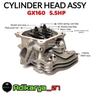 Cylinder Head Assy Mesin Penggerak GX160 Cylinder Kop SET GX160 GX200 Genset 3500watt 4500watt