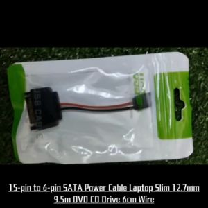 15-pin to 6-pin SATA Power Cable Laptop Slim 12.7mm 9.5m DVD CD Drive 6cm Wire
