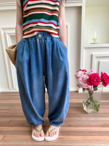 Girls Summer New Style Lyocell Cool Feeling Denim Pants Lightweight Fashionable Trousers Mosquito Proof Loose Fit Childrens Clothing