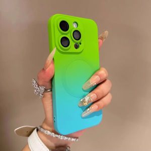 Gradient Liquid Magnetic Silicone Phone Case for Apple 16e 16Promax 15 Lens Film 12Pro Wireless Charging 14Plus Skin-Friendly 13