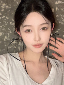 Elegant Long Black Bow Knot Tassel Earrings Womens Unique Design Sensation Sash Ear Jewelry Korean Style Fresh out Fashion