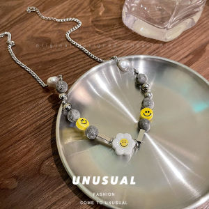 สร้อยคอลูกปัดดอกทานตะวันใส่ได้ ชายและหญิงโซ่ คล้องคอรูปกระดูกไหปลาร้ารูปใบหน้า Cewek Seksi แสนหวานฮิปฮอปเย็นโซ่ สร้างกระดูกสดใส ผู้ชาย