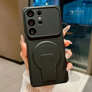 Luxury Fold Holder Stand Matte Magnetic Case for Samsung Galaxy S26 S25 Edge S23 S22 S21 FE S24 Ultra Plus Shockproof Hard Cover