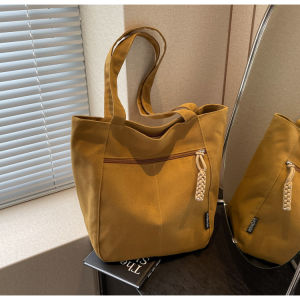 JENL Cotton Canvas Minimalism Tote BagWomen Hobo Shoulder Bag Crossbody Handbag with Zipper Closure