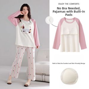 Miiow | Pure Cotton Long Sleeve Sleepwear Set For Women Loose Comfortable Home Clothes Spring Autumn New Style MiiOW Cat Person