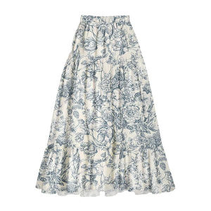 New Womens Two-Sided Print Slimming Backless One-Piece Swimsuit Fairy Style Swimming Suit Long Skirt Set Casual Swimwear