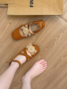 Genuine Leather Ballet Flats Womens Shoes Mary Janes Cross Buckle Strap Slip-On round Toe High Heel Fashion Single Shoes