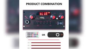 50W Audio Amplifier Board 2.0 Channel DC6V-12V Mini Stereo AMP with Remote Control Power Cord Speaker Wire Black Plastic Case