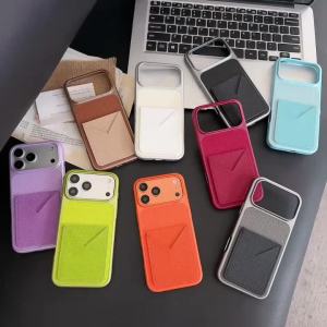 Ốp Điện Thoại Da Hạt Vải Lychee Cho iPhone Có Khe Đựng Thẻ Chống Sốc Mặt Lưng Mờ Tương Thích Với Các Mẫu Pro Max 12-17