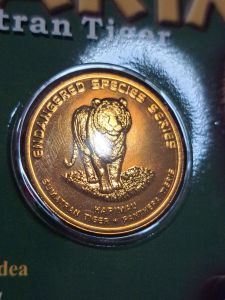 No.1 Endangered Species Harimau Sumatera Spesies Terancam Sumatran Tiger 2003 Malaysia Commemorative Coin Card UNC/BU