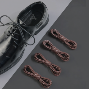 ZUYINBULUO | Leather Shoe Laces - Round Rope - Black Brown - Wax - Business Casual