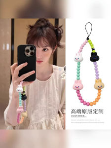 โซ่โทรศัพท์กระต่ายลูกปัดสีสันสดใส น่ารัก อุปกรณ์เสริมป้องกันการสูญหายวัสดุโลหะผสมสาวแฟชั่นอุปกรณ์เสริมดิจิตอลสําหรับโทรศัพท์ Apple