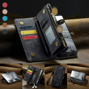 Vintage Suede Z Fold 5 6 7 Wallet Case Leather Flip Cover Multifunction Card Holder Zip Pouch Samsung Galaxy Z Fold7 Full Protection Anti-Drop Wristlet Phone Case with S-Pen Slot