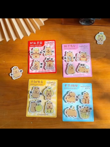 Cute Animal Cartoon Capybara Acrylic Fridge Magnet Set of 4pcs Message Magnetic Decor Souvenirs Gift Idea