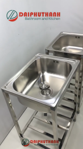 Chậu Rửa Chén Bát Inox Có Chân Lắp Ráp Kèm Vòi Lạnh Nhựa Dây Cấp - Chậu 1 hộc Nhiều kích thước Cao 78cm