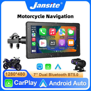 7 Inch Motorcycle DVR Portable Wireless CarPlay Android Auto Touch screen GPS Navigation Siri Voice Dual Bluetooth Waterproof