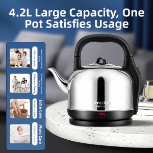Grelide Electric Kettle 6L Large Capacity Automatic Switch off Stainless Steel Water Boiler Anti-Dry Burn Kitchen Appliance