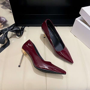 Elegant Soft Leather Pointed Toe High Heels Womens Thin Heel Luxury Commute Slip-On Single Shoes Fashionable Business Ladies Shoes
