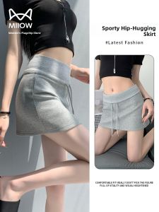 miiow | Cat Person Sports Skirt Womens Summer Thin A-Line Mini Skirt High Waist Yoga Skirt Pants Anti-Light Running Skirt