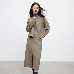 FAMANXUAN | Elegant Double Face Wool Skirt