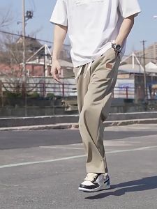 Seluar tracksuit mens thin casual sports loose straight leg wide