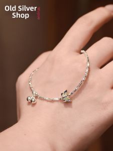 WU YUE JEWELRY | Butterfly Bell Charm 999 Silver Bracelet