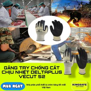 GĂNG TAY BẢO HỘ CHỐNG CẮTCHỊU NHIỆT 250 ĐỘ BÁM DÍNH CAO VECUT 52 TIÊU CHUẨN CHÂU ÂU[CHÍNH HÃNG DELTAPLUS ] (1 ĐÔI)