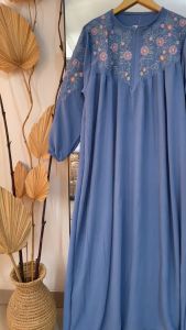 Aurora Dress Kondangan Maxi Bordir Floral dengan Sleeve Panjang - Nyaman Ukuran Reguler