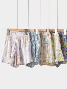 Summer Wearable Cotton Short Pants for Girls Printed Skirt Pants Thin Summer Shorts for Children Ages 3-12 Soft Elastic Waist