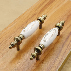 Zinc Alloy Ceramic Handles Cabinet Drawer European Country Style Decal Furniture Wardrobe Door Antique Handles Cupboard Handles 锌合金 陶瓷拉手 橱柜 抽屉 欧式 田园 贴花 家具 衣柜门仿古把手 柜子拉手 FUNIANQI