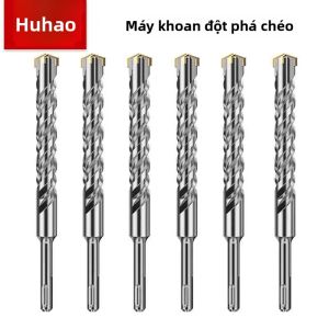 HUHAO 6mm SDS Plus Búa Xoay Mũi Carbide Đầu Dài Tay Cầm Tròn Cho Gạch Đá Gỗ Kim Loại Bê Tông Nề Khoan