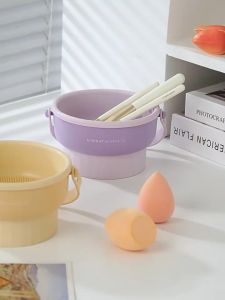 2Pcs Silicone Makeup Brush Cleaner Drying Rack Cosmetic Puff Make Up Brush Washing Storage Box Foundation Makeup Brushes Cleaning Mat