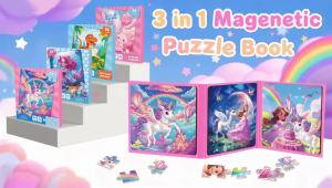 Unicorn Magnetic Puzzle For Kids Ages 3-8 Magnet Puzzles Magnetic Sheet Children Jigsaw Book Travel Puzzles Toy Birthday Gifts