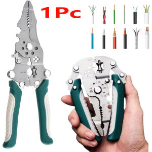 1 Foldable Wire Stripper with Pulley Design Multifunctional Electrician Wire Splitter Wire Winding Pliers Crimping Pliers Hand Tool