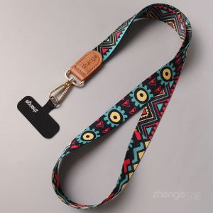 สายโซนี่โทรศัพท์แบบยาวกว้างไม่ทึบคอระดับไฮเอนด์สไตล์ย้อนยุคชาติพันธุ์สีสันสดใสปมจี้โทรศัพท์แบบมีซิปป้องกันการสูญหายสำหรับผู้หญิง