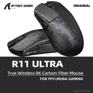 ATTACK SHARK | Attack Shark R11 Ultra Mouse Carbon Fiber Wireless 8K Polling for FPS\MOBA Gaming PAW3950MAX Sensor 42000DPI OMRON 100M Switch