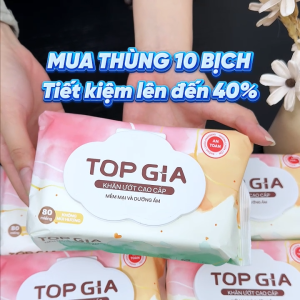 Khăn ướt cao cấp Topgia 80 tờ mềm mại không mùi không parabens an toàn dành cho em bé