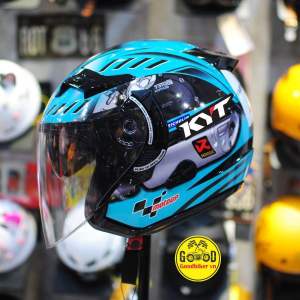 Mũ bảo hiểm 3/4 KLT tem KYT MOTO RACING XANH NGỌC 2 Kính tiện lợi Helmet