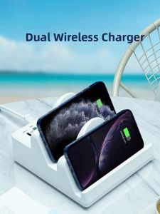 Earise | Multi-Port USB Charger Desktop Charging Station Multi-Purpose Dual Wireless Charge Stand PD Fast Charge Mobile Phone Charge Station High Power Studio Smart Digital Socket