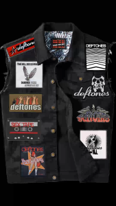 DEFTONES -inspired Printed Iron-On DIY Patches for Jacket Decoration. Features 2026 patches with band logos and album art. Suitable for customizing denim jackets. Ideal for rock music enthusiasts.