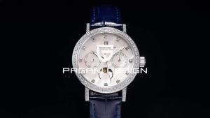 Pagani Design | Pagani Design Womens Multifunctional Quartz Watch Moon Phase Day Display Diamond Bezel White Leather Strap