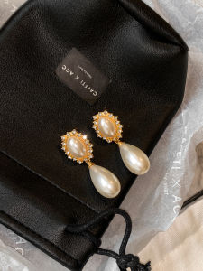 CAFFTI | French Retro Court Style Rhinestone Pearl Earrings Spring Summer