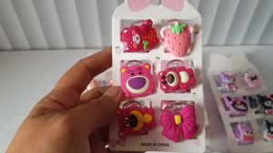 Jepitan Jedai Rambut Karakter Anak Lucu Bening – Sanrio Lotso Kuromi Labubu (Set 6 Pcs)